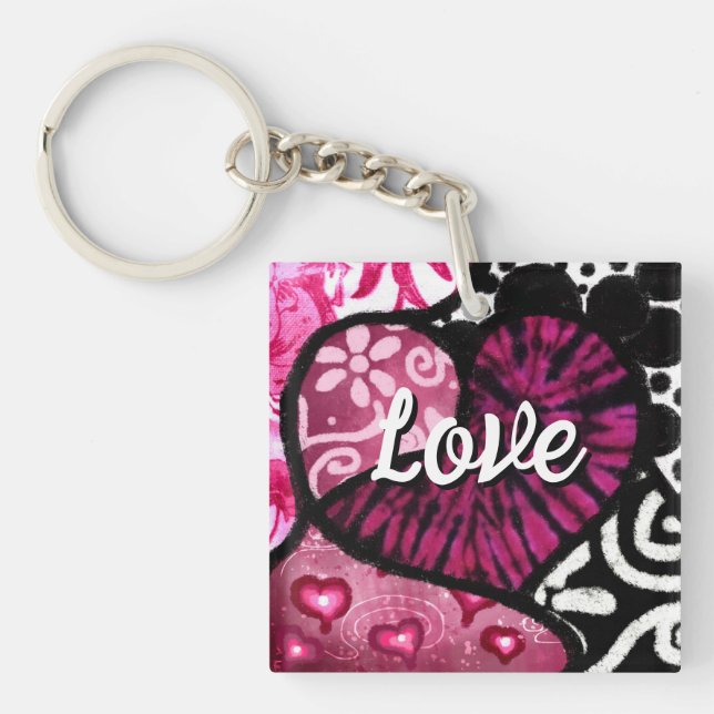 Abstrakt Kärlek Heart Rosa Blommigt Polka dots Bla (Framsidan)
