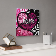 Abstrakt Kärlek Heart Rosa Blommigt Polka dots Bla