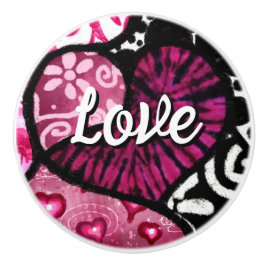 Abstrakt Kärlek Heart Rosa Blommigt Polka dots Bla Knopp