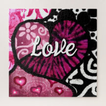 Abstrakt Kärlek Heart Rosa Blommigt Polka dots Bla