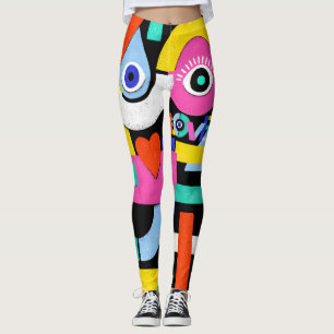 Abstrakt kärlek, ögon: färglöst mönster leggings