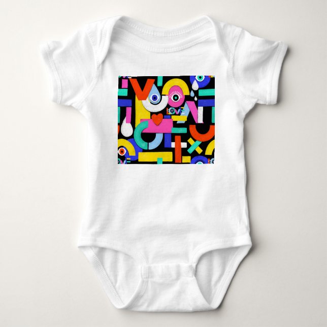 Abstrakt kärlek, ögon: färglöst mönster t shirt (Framsida)