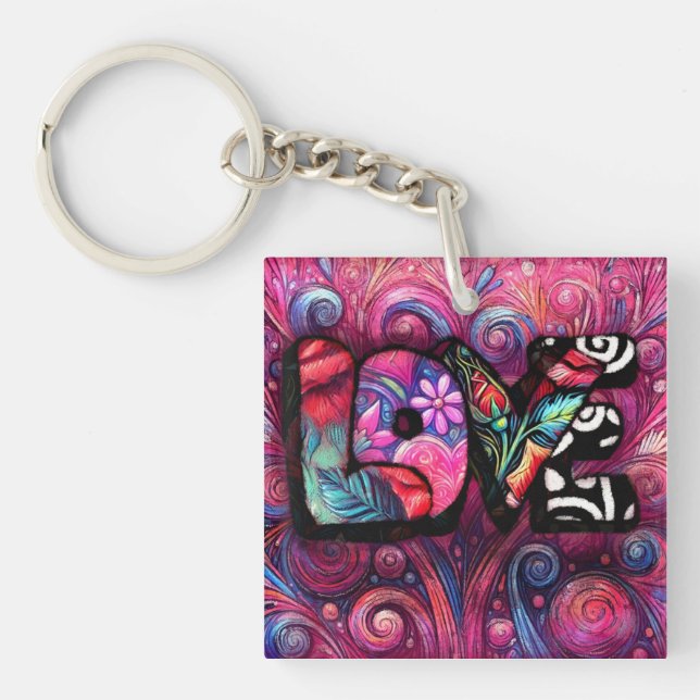 Abstrakt Kärlek Ord Graffiti Valentine Blommigt Ro (Framsidan)