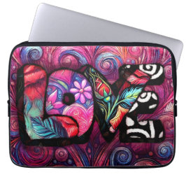 Abstrakt Kärlek Ord Graffiti Valentine Blommigt Ro Laptop Fodral