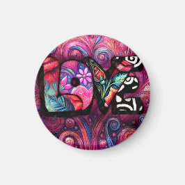 Abstrakt Kärlek Ord Graffiti Valentine Blommigt Ro Magnet