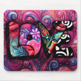 Abstrakt Kärlek Ord Graffiti Valentine Blommigt Ro Musmatta