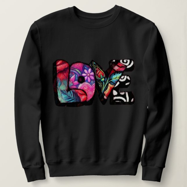 Abstrakt Kärlek Ord Graffiti Valentine Blommigt Ro T Shirt (Design framsida)