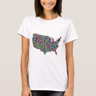 Abstrakt Karta i Amerika T Shirt