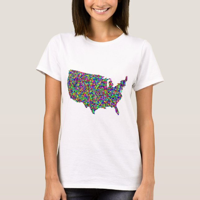 Abstrakt Karta i Amerika T Shirt (Framsida)
