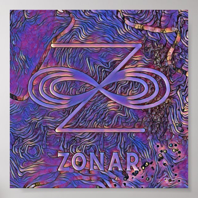 Abstrakt Karuna Reiki Lila Zonar Symbol Poster (Framsidan)