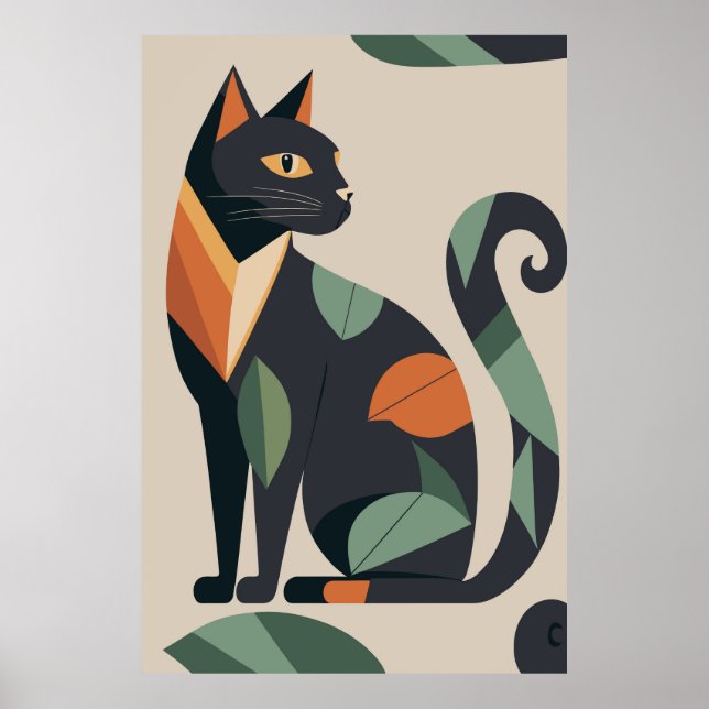 Abstrakt Kat Skriv ut Poster väggkonturdekor (Framsidan)