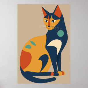Abstrakt Kat-utskrift Poster hemdekantering