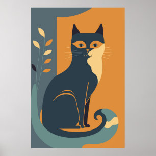 Abstrakt Kat-utskrift Poster hemdekantering