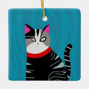 Abstrakt Katt Julgransprydnad Keramik