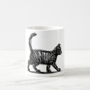 Abstrakt Katt Linje Konst Minimalistisk Klotter Ka Kaffemugg