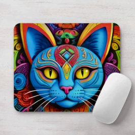 Abstrakt katt med gula ögon musmatta