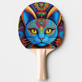 Abstrakt katt med gula ögon pingisracket