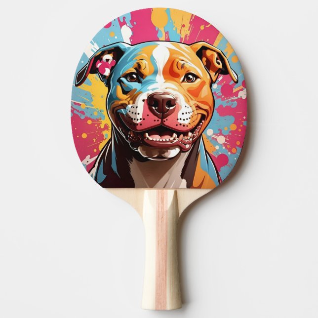 Abstrakt katt med gula ögon pingisracket (Framsidan)
