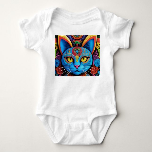 Abstrakt katt med gula ögon t shirt (Framsida)