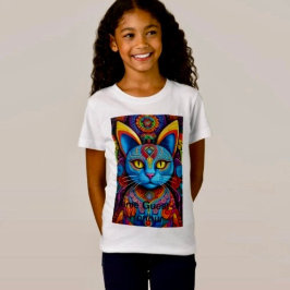 Abstrakt katt med gula ögon t shirt