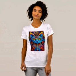 Abstrakt katt med gula ögon t shirt