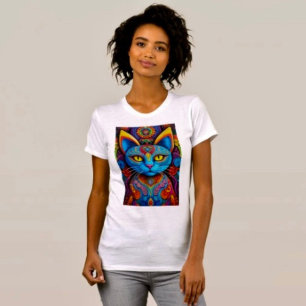 Abstrakt katt med gula ögon t shirt