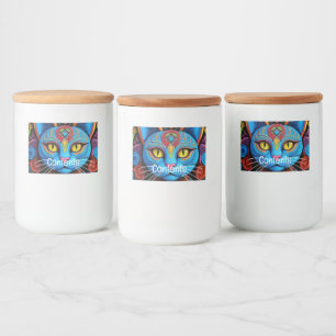 Abstrakt Katt med Gult Ögon Mat Etiketter