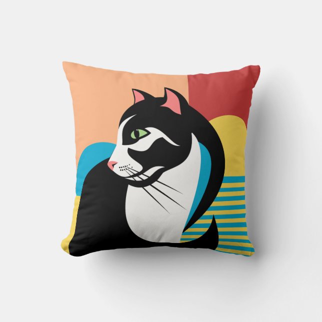 Abstrakt kattdesign kudde (Framsida)