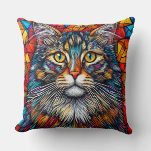 Abstrakt kattillustration kudde