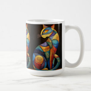 Abstrakt kattkaffekopp – Färgrik geometrisk Kaffemugg