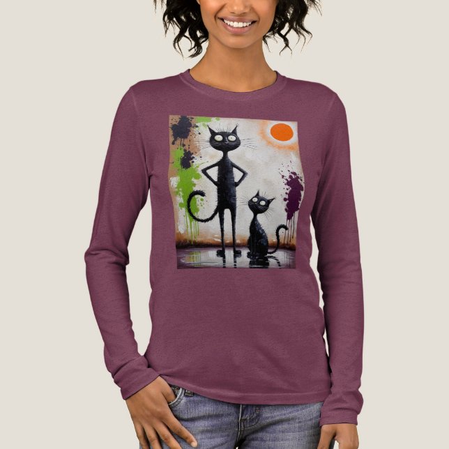 Abstrakt kattkonst T-shirt Modern Färgrik (Framsida)