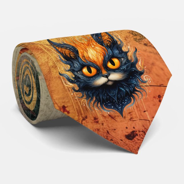 Abstrakt Kattunge Necktie Slips (Rullad)