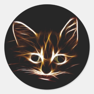 Abstrakt kattunge runt klistermärke