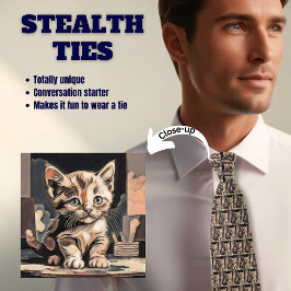 Abstrakt Kitten Cat Stealth Neck Tie Slips
