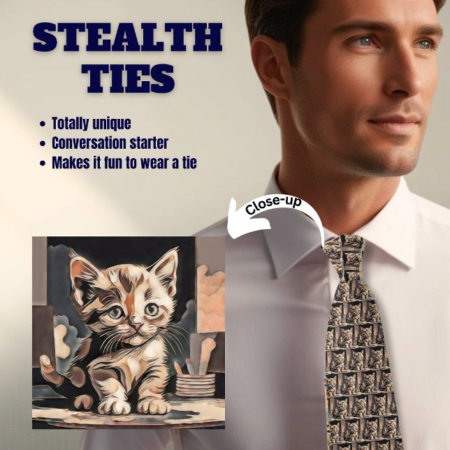 Abstrakt Kitten Cat Stealth Neck Tie Slips (Skapare uppladdad)