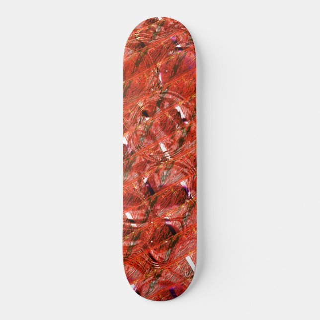 Abstrakt klarröd med prickar och kronad stil mini skateboard bräda 18,5 cm (Framsida)