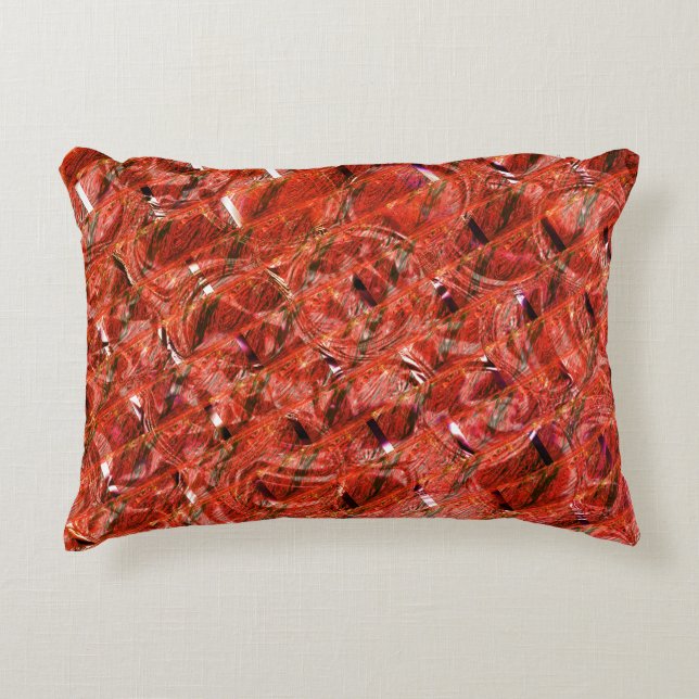 Abstrakt klarröd med prickar och kronad stil prydnadskudde (Framsidan)