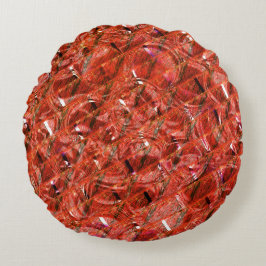 Abstrakt klarröd med prickar och kronad stil rund kudde