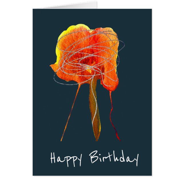 Abstrakt klotter blommig blomma modern konst hälsningskort (Framsidan)