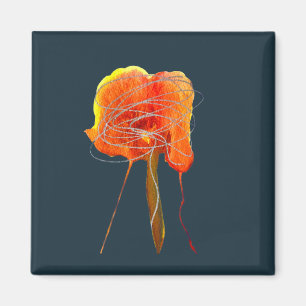 Abstrakt klotter blommig blomma modern konst magnet