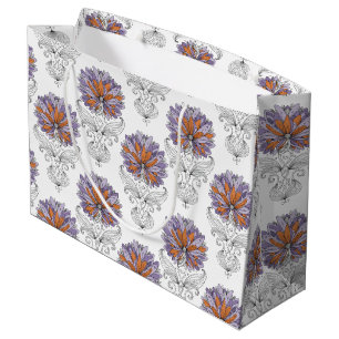 Abstrakt klotter konst stil blommor lila orange