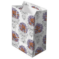 Abstrakt klotter konst stil blommor lila orange