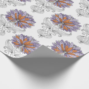 Abstrakt klotter konst stil blommor lila orange presentpapper