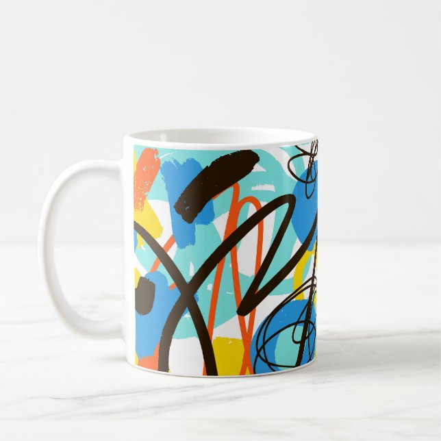Abstrakt klotter, ljust sommar mönster. kaffemugg (Vänster)