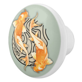 Abstrakt Koi Round Ceramic Knob Knopp