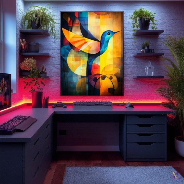 Abstrakt Kolibri Konst - Geometrisk Fågel Poster (Skapare uppladdad)