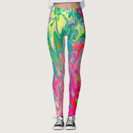 Abstrakt kollaž med färgrik blomsterträdgård leggings