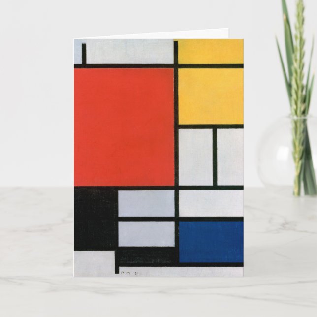Abstrakt komposition av Piet Mondrian Kort (Framsida)