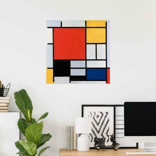 Abstrakt komposition av Piet Mondrian Poster (Hemmakontoret)