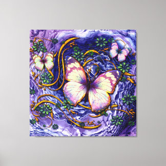 Abstrakt konst 115 & Fjärilsalternativ på duk Canvastryck
